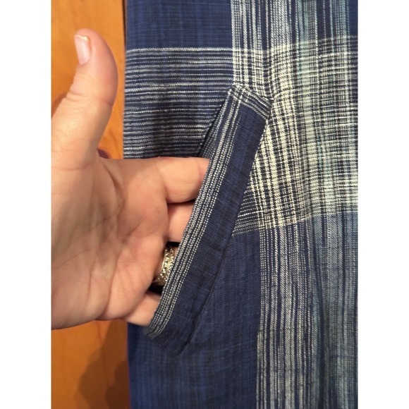 DOWNEAST Size L Blue Plaid Shift Dress with Pockets Casual Comfy 100% cotton - Picture 6 of 11